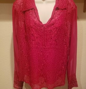 CRANBERRY RED beaded blouse